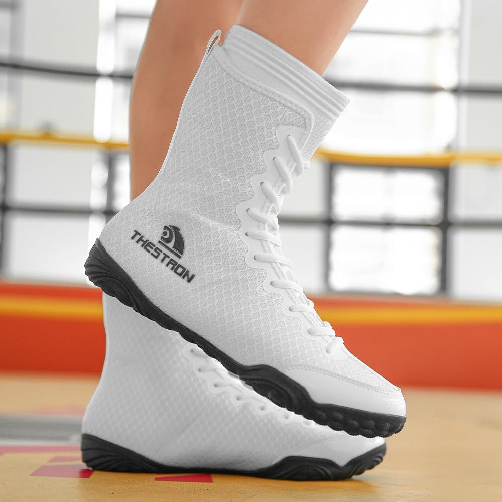 Men'S Professional Boxing Wrestling Shoes Breathable Fighting Training Boots Male Combat Shoes Man High Top Fitness Sports Sneakers