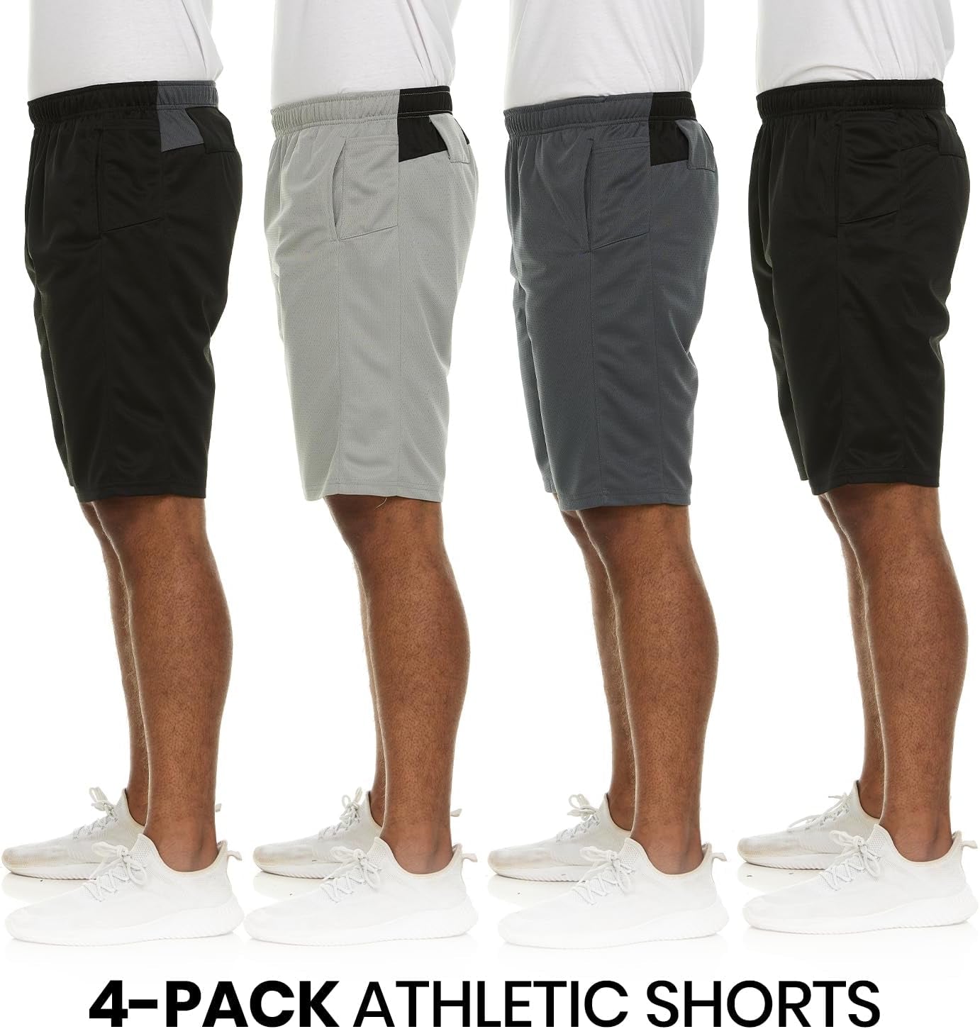 Elevate Your Game with Our Men’s 4-Pack Quick-Dry Athletic Shorts – Perfect for Basketball, Gym, and Workouts!