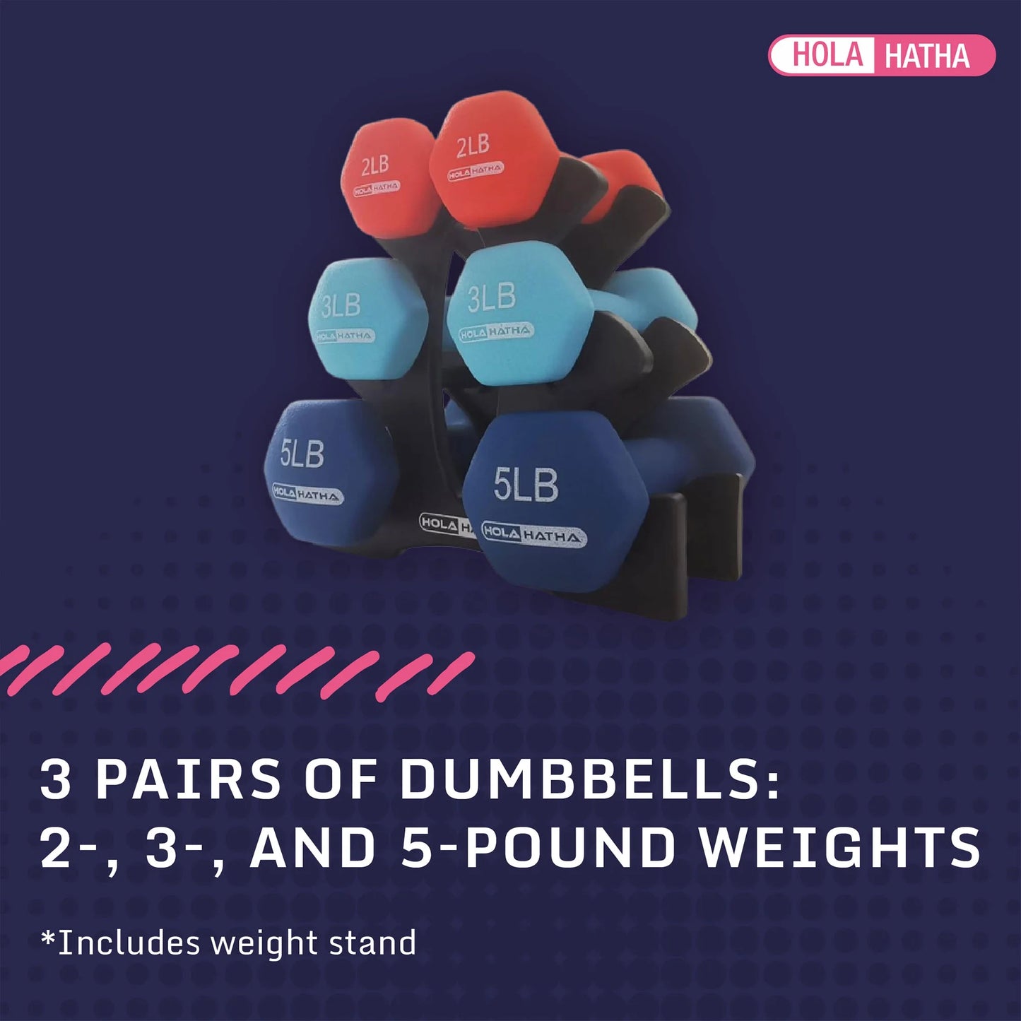 Elevate Your Workouts with the 2, 3, & 5 LB Neoprene Dumbbell Free Weight Set with Rack in Vibrant Red and Blue
