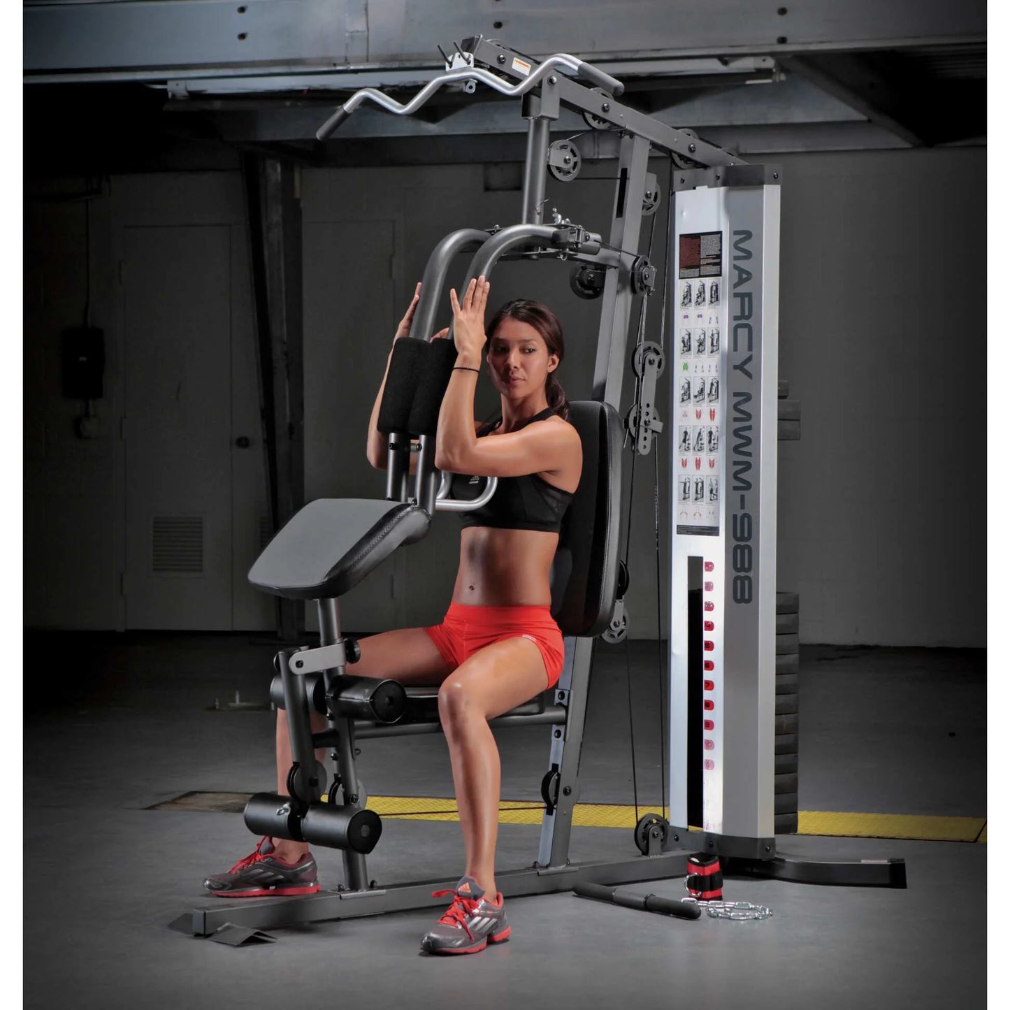 Pro MWM-988 Home Gym System 150 Pound Adjustable Weight Stack Machine