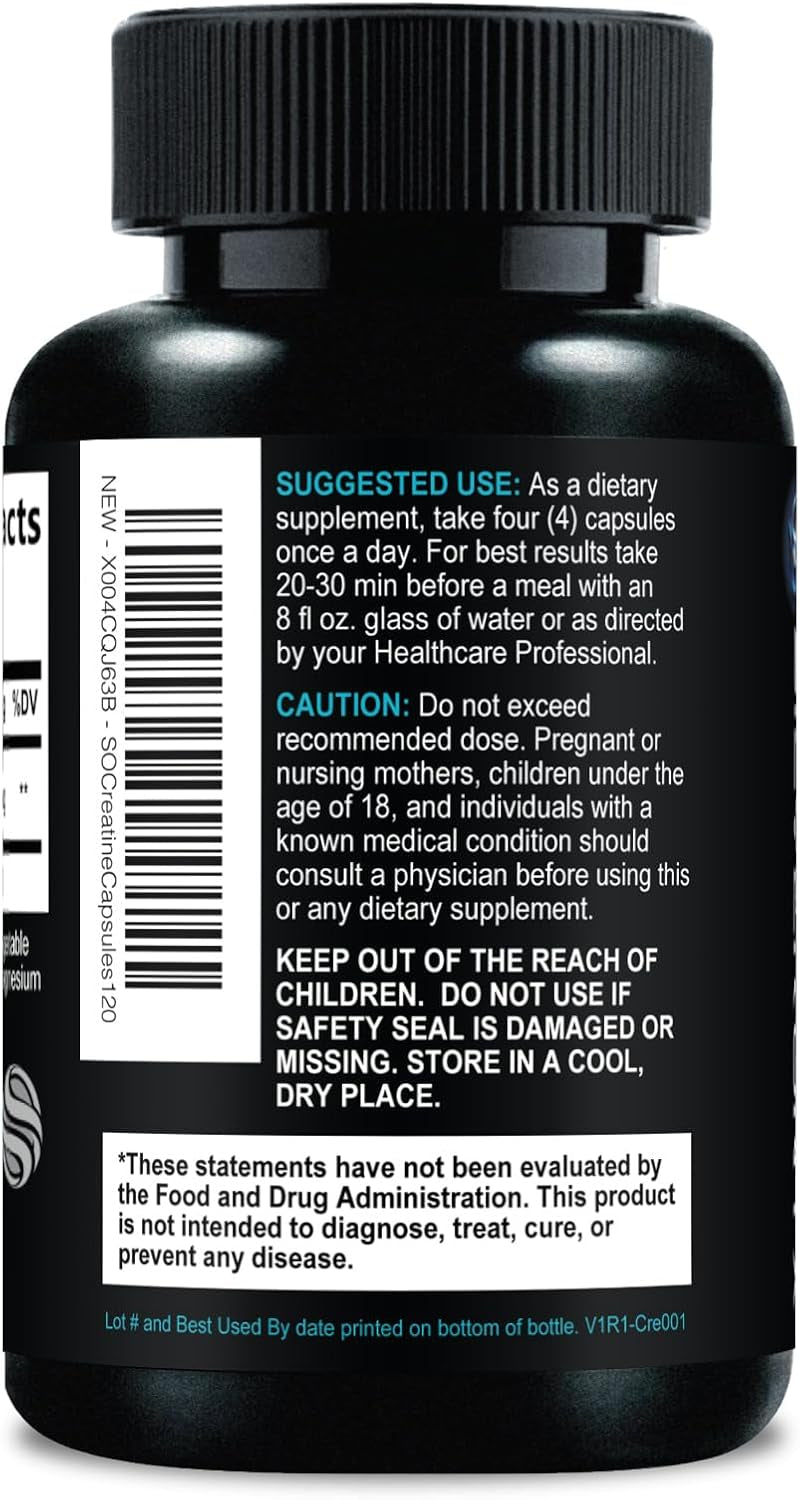 Creatine Monohydrate 3000Mg per Serving - 3X Strength Micronized Creatine Powder - Supports Lean Muscle, Strength, Energy, & Endurance - All Natural Supplement, Non-Gmo, Bottled in USA - 120 Capsules