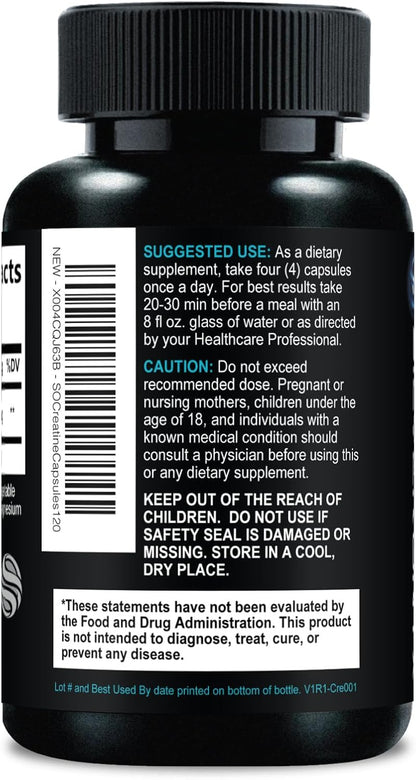 Creatine Monohydrate 3000Mg per Serving - 3X Strength Micronized Creatine Powder - Supports Lean Muscle, Strength, Energy, & Endurance - All Natural Supplement, Non-Gmo, Bottled in USA - 120 Capsules