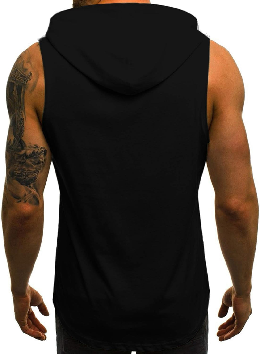 Men'S Workout Hooded Tank Tops Sleeveless Gym Hoodies Bodybuilding Muscle Shirts