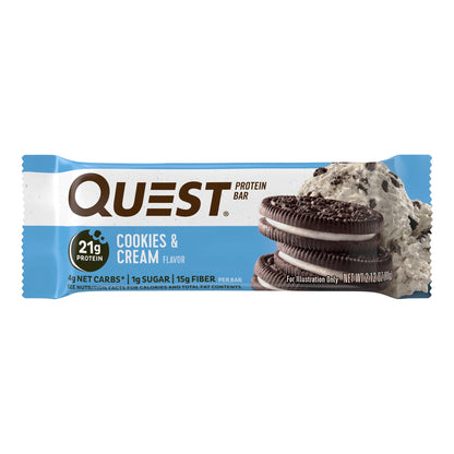 Indulge in Quest Cookies & Cream Protein Bars - 21g Protein & 12 Delicious Treats!