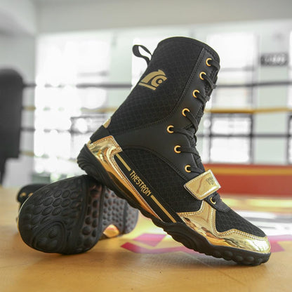 Men'S Professional Boxing Wrestling Shoes Breathable Fighting Training Boots Male Combat Shoes Man High Top Fitness Sports Sneakers