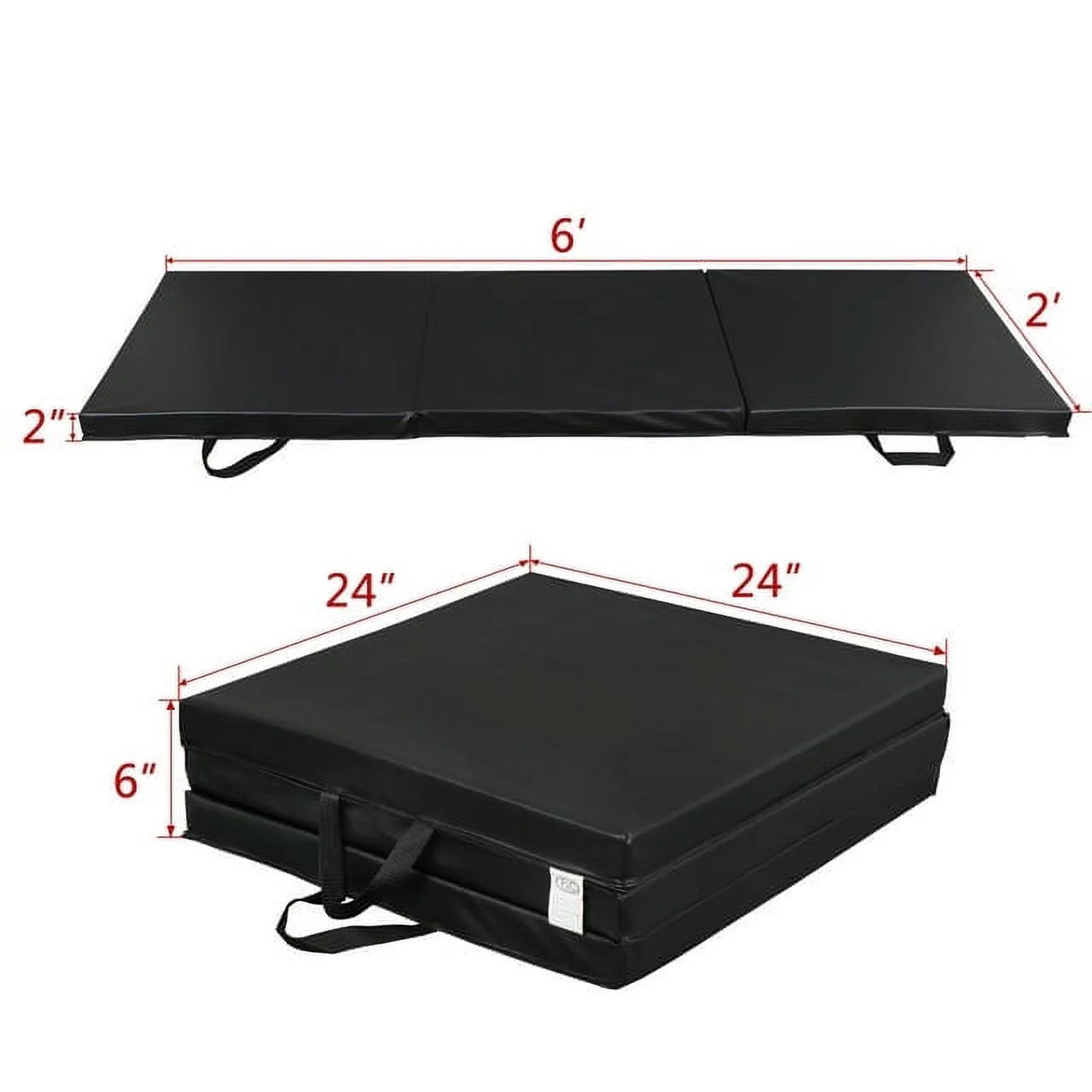 Elevate Your Workout with the 6' x 2' Tri-Fold Folding Gym Mat - Perfect for Aerobics and Wrestling, Black 2" Thick Comfort