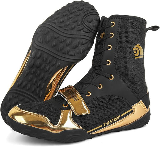 Men'S Professional Boxing Wrestling Shoes Breathable Fighting Training Boots Male Combat Shoes Man High Top Fitness Sports Sneakers