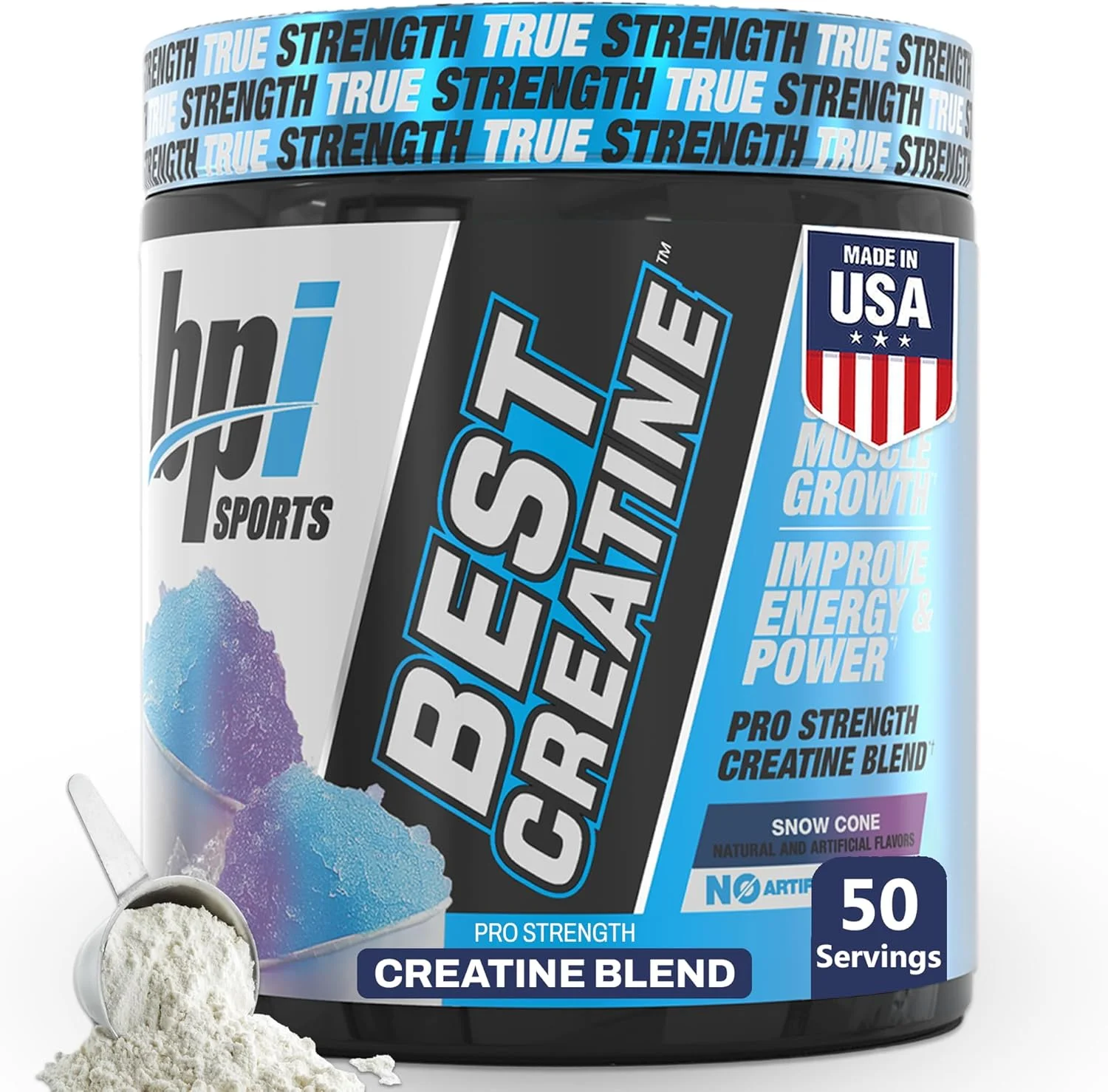 Unleash Your Strength with Best Creatine - Premium Creatine Monohydrate with Himalayan Salt for Enhanced Pump, Endurance, and Muscle Growth - Delicious Snow Cone Flavor - 50 Servings in Every 10.58 oz Container