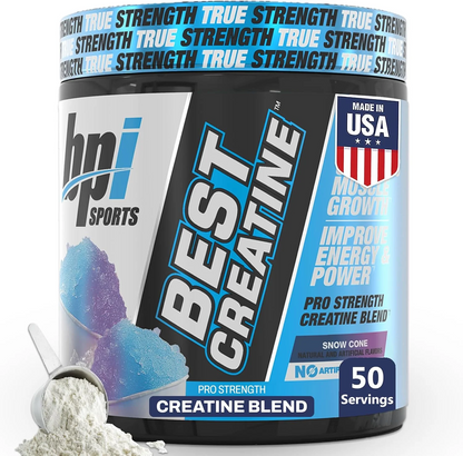 Unleash Your Strength with Best Creatine - Premium Creatine Monohydrate with Himalayan Salt for Enhanced Pump, Endurance, and Muscle Growth - Delicious Snow Cone Flavor - 50 Servings in Every 10.58 oz Container