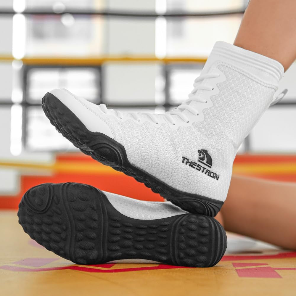 Men'S Professional Boxing Wrestling Shoes Breathable Fighting Training Boots Male Combat Shoes Man High Top Fitness Sports Sneakers
