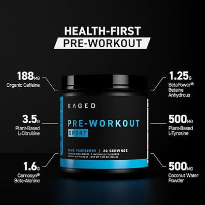 Pre Sport Pre Workout Powder Glacier Grape Creatine Monohydrate Micronized Powder Bundle, Energy & Muscle Recovery Supplement Pack, 20 Servings Pre-Workout + 100 Servings Creatin