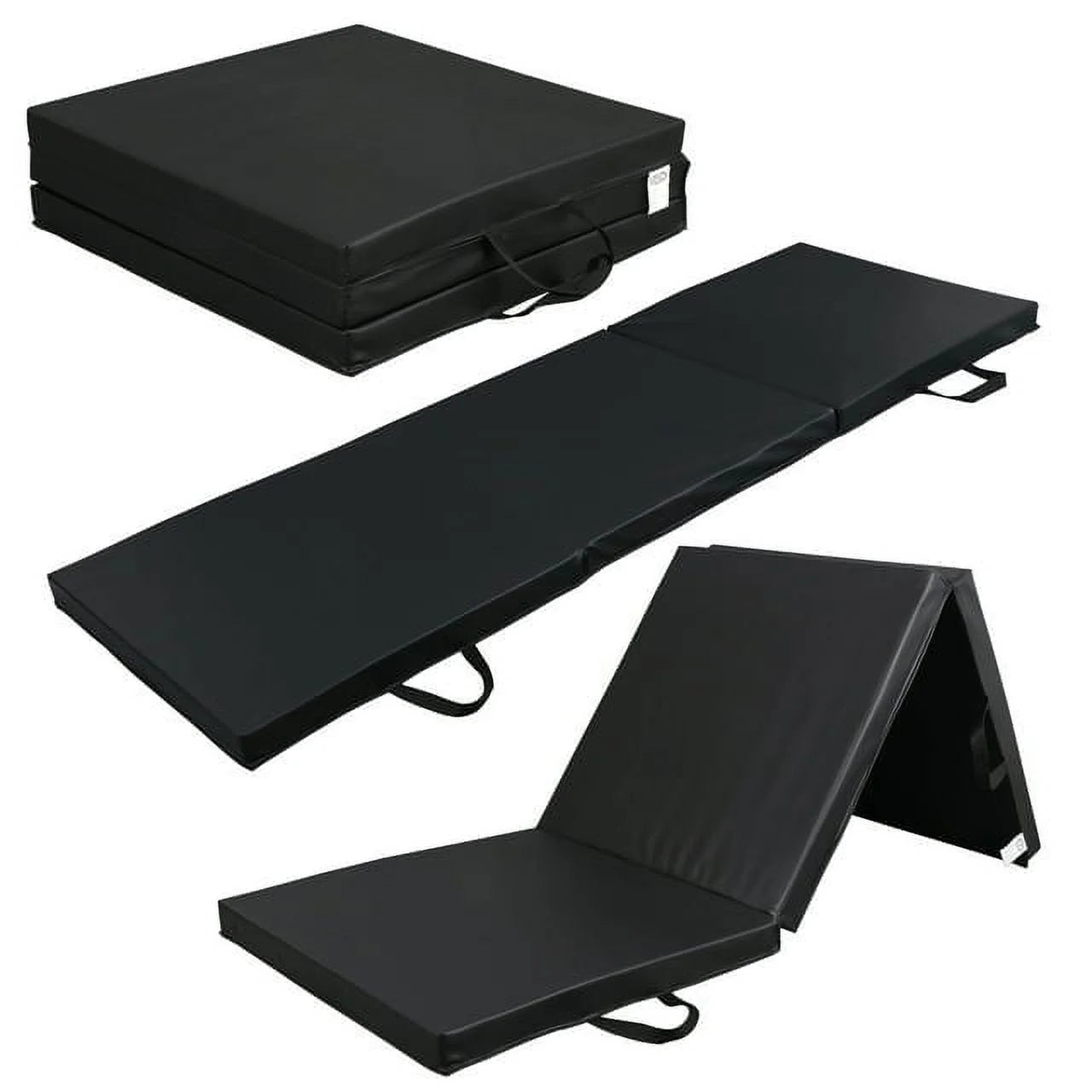 Elevate Your Workout with the 6' x 2' Tri-Fold Folding Gym Mat - Perfect for Aerobics and Wrestling, Black 2" Thick Comfort