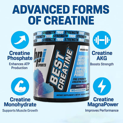 Unleash Your Strength with Best Creatine - Premium Creatine Monohydrate with Himalayan Salt for Enhanced Pump, Endurance, and Muscle Growth - Delicious Snow Cone Flavor - 50 Servings in Every 10.58 oz Container