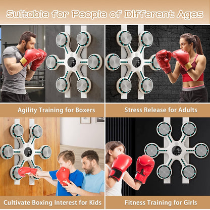 Music Boxing Machine with Bluetooth, 9-Mode Wall Mounted Boxing Trainer with LED Display, Gloves, Electronic Punching Machine for Home Gym, Fitness & Reflex Training for Adults, Teens