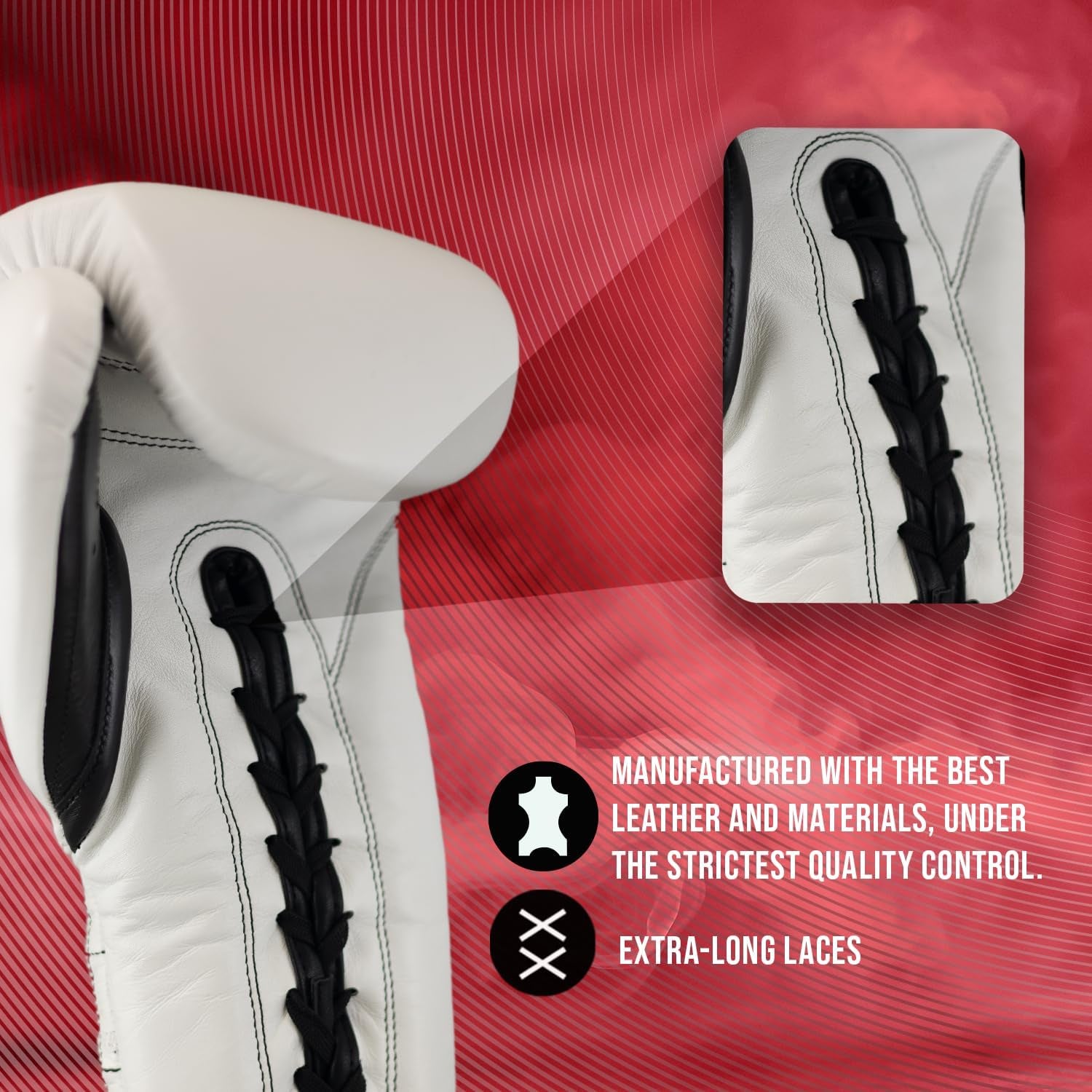 Traditional Professional-Grade Boxing Gloves with Laces for Training, Sparring and Heavy Punching Bags for Men and Women, MMA, Kickboxing, Muay Thai