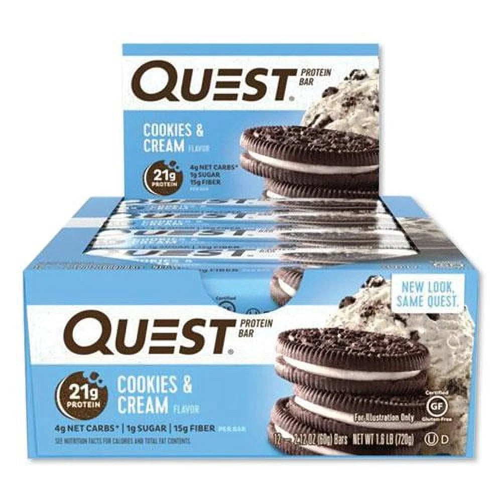 Indulge in Quest Cookies & Cream Protein Bars - 21g Protein & 12 Delicious Treats!