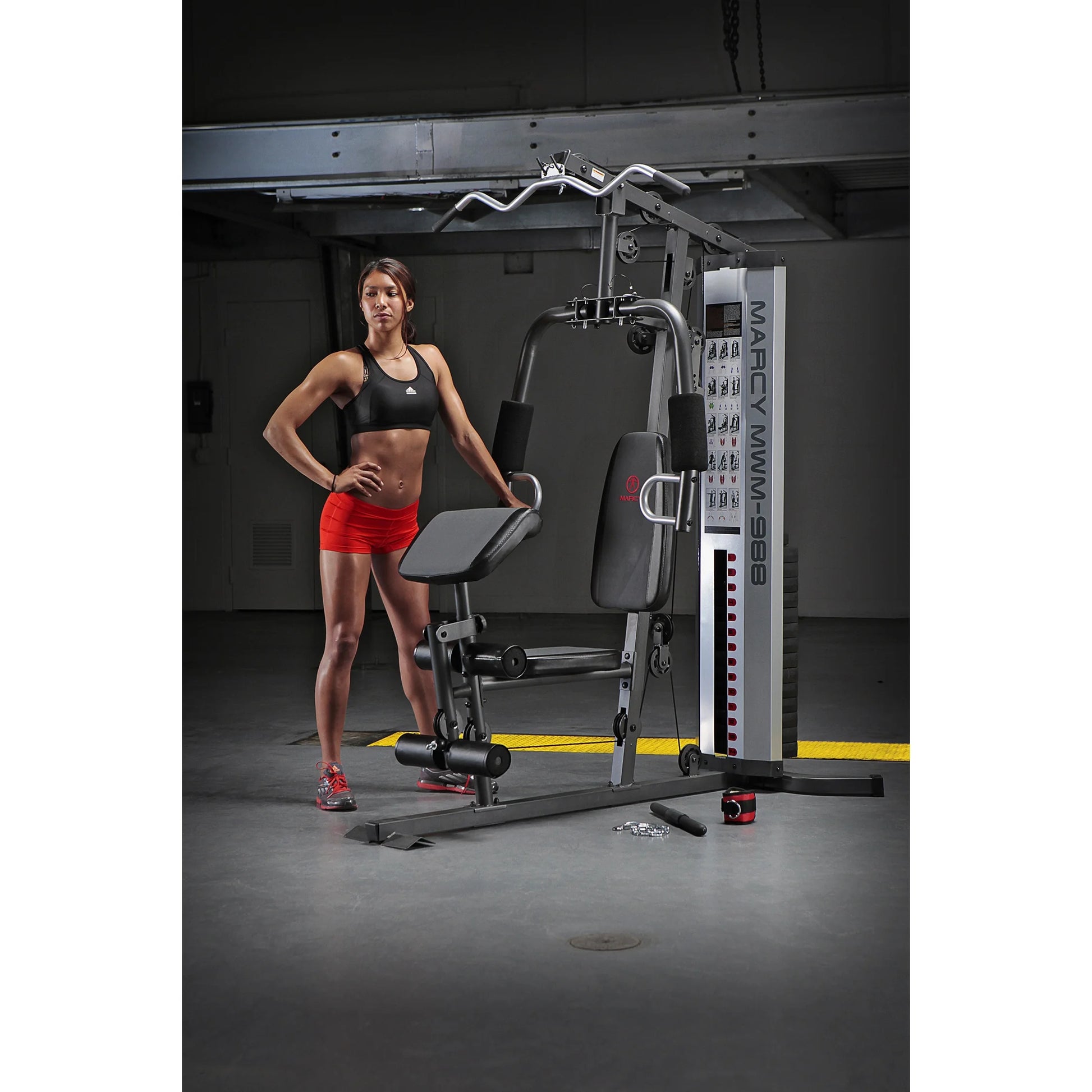 Pro MWM-988 Home Gym System 150 Pound Adjustable Weight Stack Machine