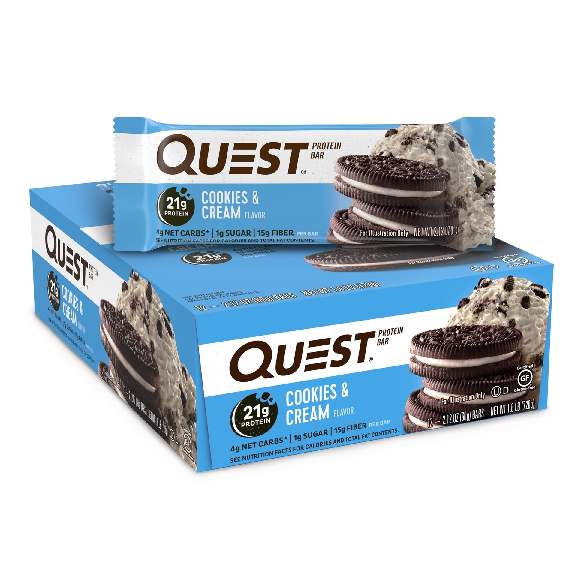 Indulge in Quest Cookies & Cream Protein Bars - 21g Protein & 12 Delicious Treats!