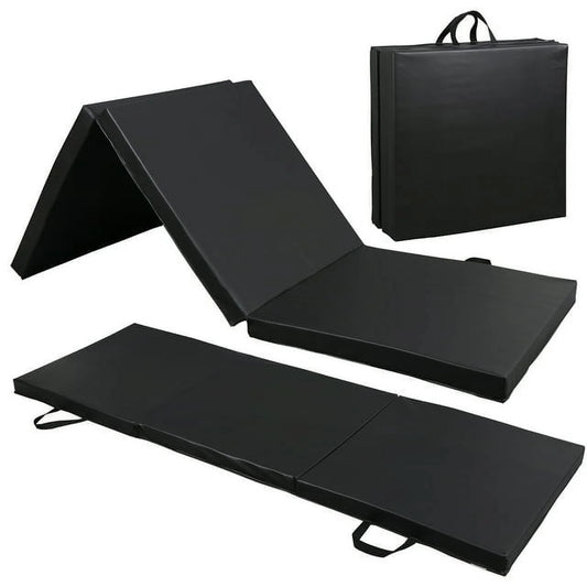 Elevate Your Workout with the 6' x 2' Tri-Fold Folding Gym Mat - Perfect for Aerobics and Wrestling, Black 2" Thick Comfort