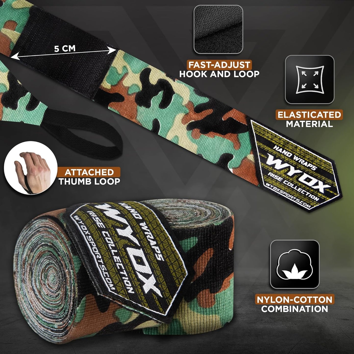 Gel Boxing Hand Wraps for Men Women – Elasticated Padded Long Wrist Straps Cotton & Nylon Blend for Muay Thai MMA, Kickboxing, BJJ Combat Sports Training