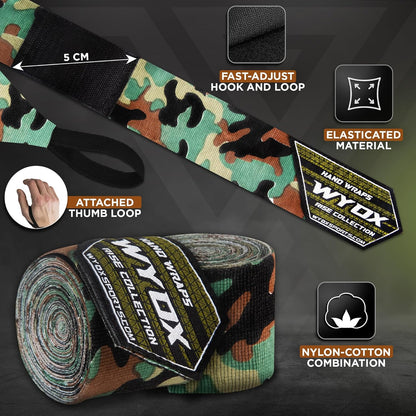Gel Boxing Hand Wraps for Men Women – Elasticated Padded Long Wrist Straps Cotton & Nylon Blend for Muay Thai MMA, Kickboxing, BJJ Combat Sports Training