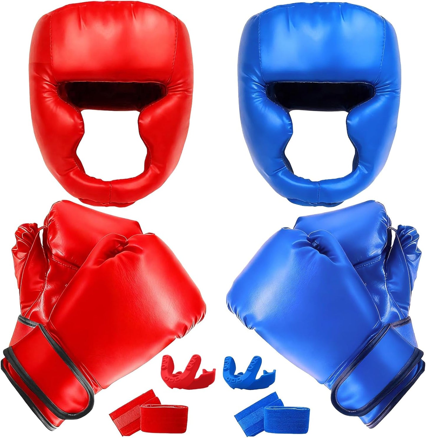 14 Pcs Boxing Set Boxing Equipment Set for Beginners Including 2 Pair of 6 Oz Boxing Gloves Headgear Helmet Hand Wraps Mouth Guards Gifts Training Equipment