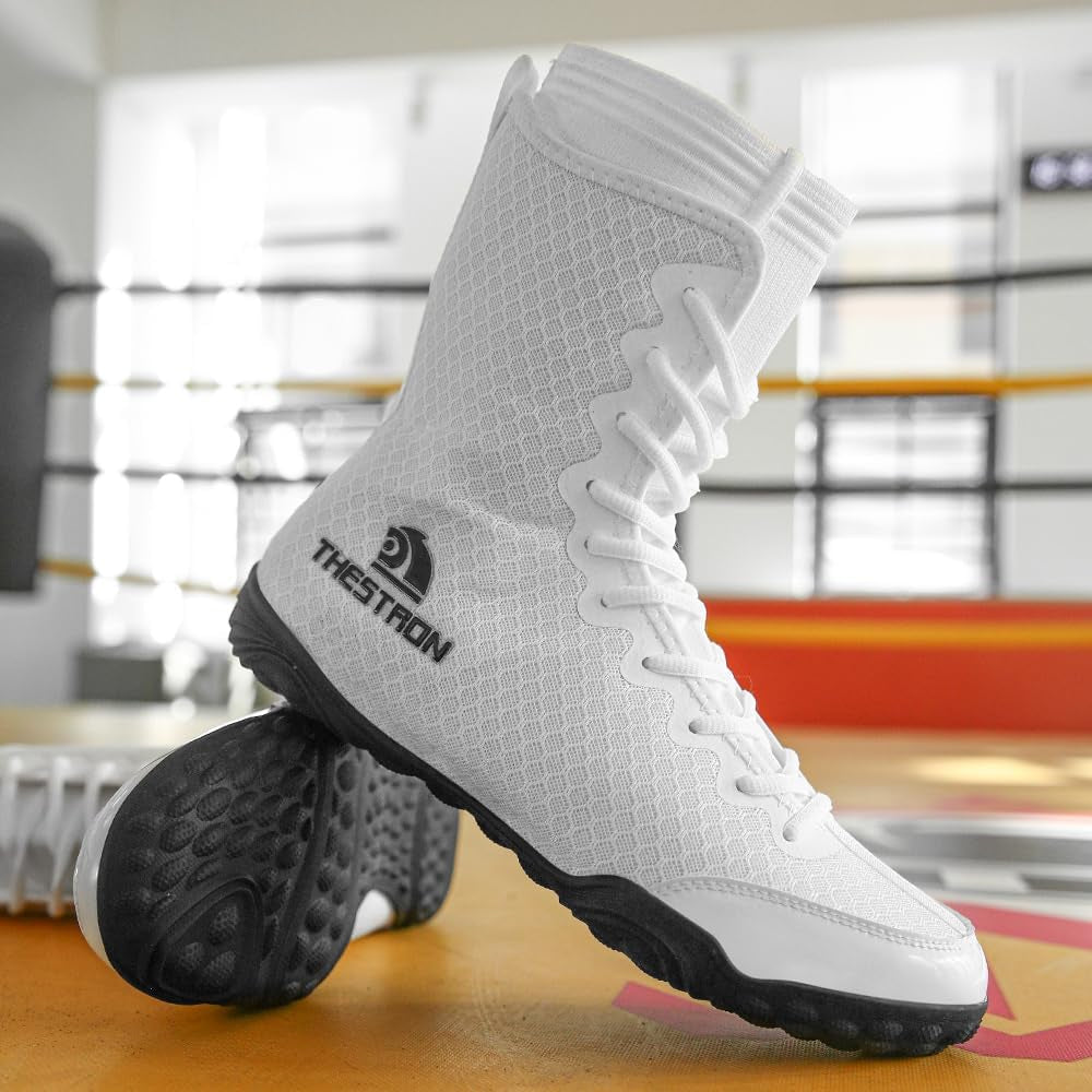 Men'S Professional Boxing Wrestling Shoes Breathable Fighting Training Boots Male Combat Shoes Man High Top Fitness Sports Sneakers