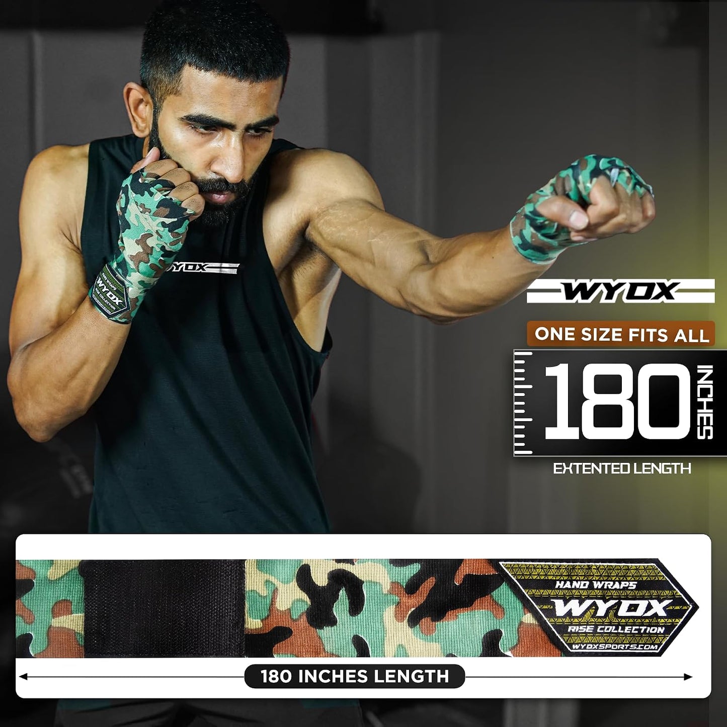 Gel Boxing Hand Wraps for Men Women – Elasticated Padded Long Wrist Straps Cotton & Nylon Blend for Muay Thai MMA, Kickboxing, BJJ Combat Sports Training