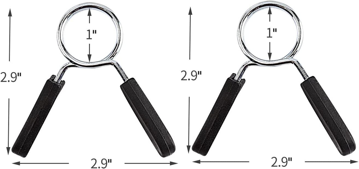 Secure Your Weights with Bioamy 1 Inch Barbell Clamps - 4 Pack Spring Clip Collars for Weightlifting and Strength Training