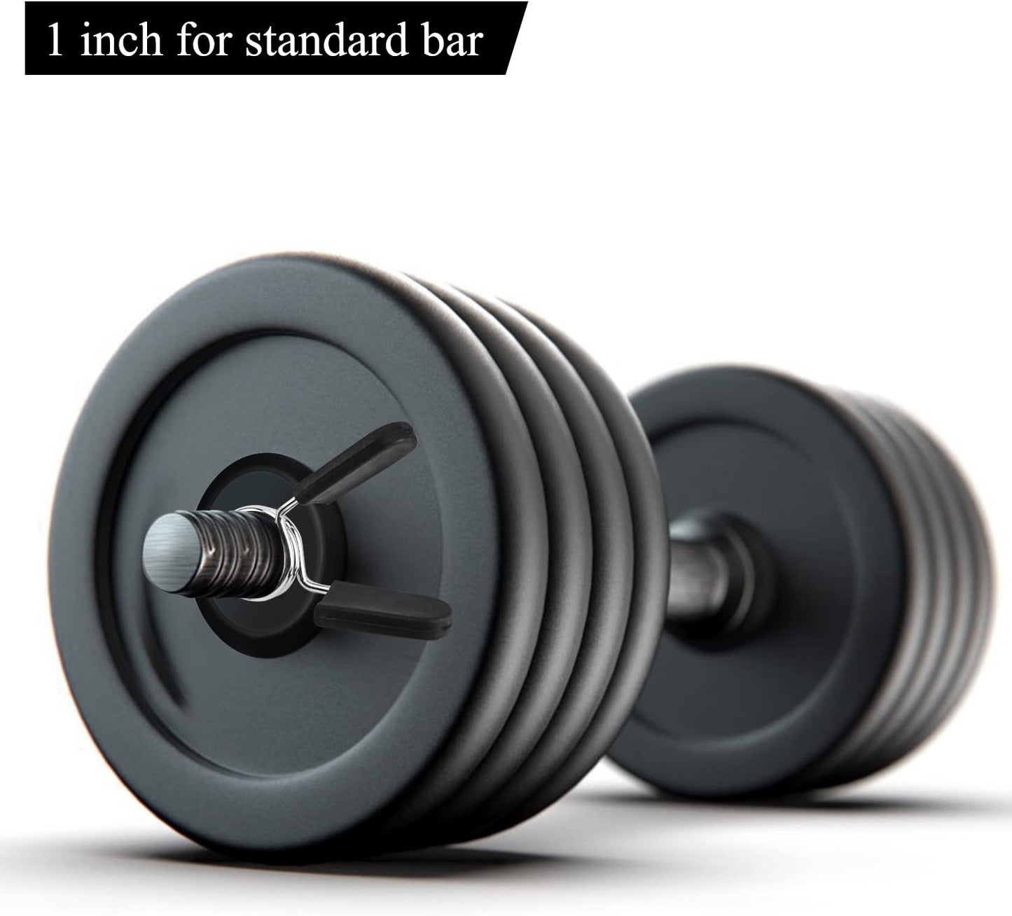 Secure Your Weights with Bioamy 1 Inch Barbell Clamps - 4 Pack Spring Clip Collars for Weightlifting and Strength Training
