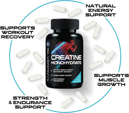 Creatine Monohydrate 3000Mg per Serving - 3X Strength Micronized Creatine Powder - Supports Lean Muscle, Strength, Energy, & Endurance - All Natural Supplement, Non-Gmo, Bottled in USA - 120 Capsules