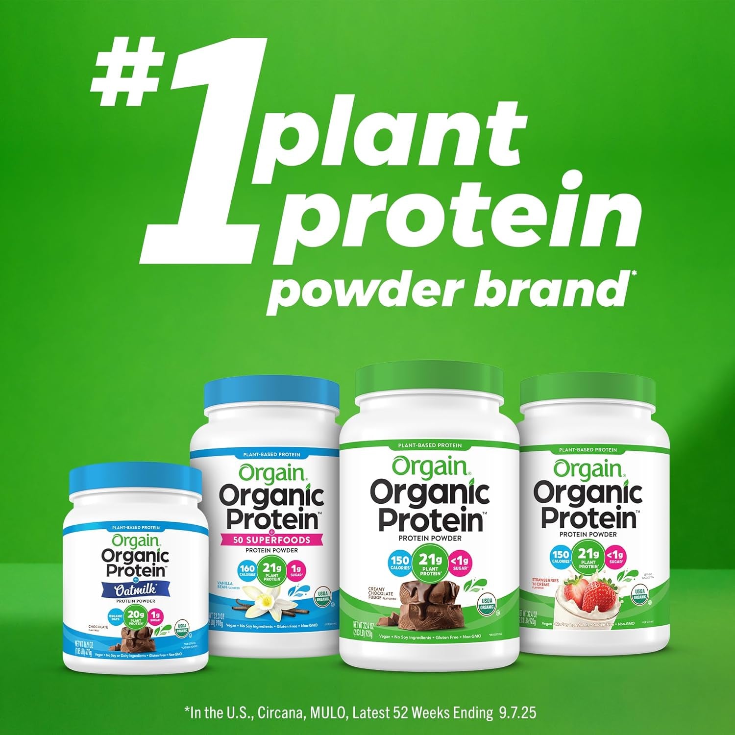Delicious Organic Unflavored Vegan Protein Powder - 21G of Plant-Based Protein, Gluten-Free & No Sugar Added