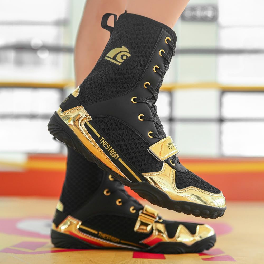 Men'S Professional Boxing Wrestling Shoes Breathable Fighting Training Boots Male Combat Shoes Man High Top Fitness Sports Sneakers
